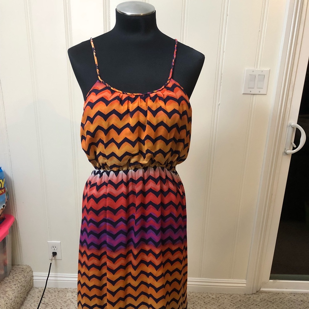 NWOT Multicolor chiffon-like strap dress